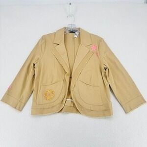 Parallel Tan Embroidered Blazer Jacket Size 16 NWOT